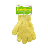 Yellow Bath Gloves for body wash with soft foaming texture, perfect for a refreshing bath experience.